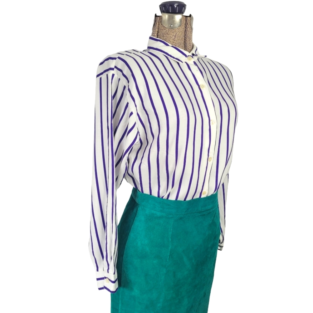 Vintage 80's white and purple striped shirt size medium